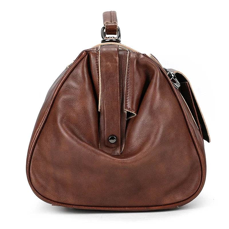 Luxury Leather Duffle Bags for Business Flights 45cm Travel Bag - VacationGrabs