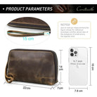 Brown Genuine Leather Clutch Bag for Travel & Toiletries - VacationGrabs