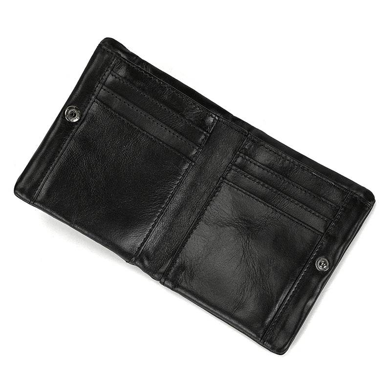 Genuine Leather Short Wallet for Men Bifold Coin Holder Card Purse - VacationGrabs