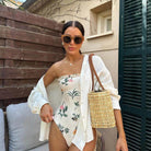 Bandeau One Piece Women Floral Swimsuit - VacationGrabs