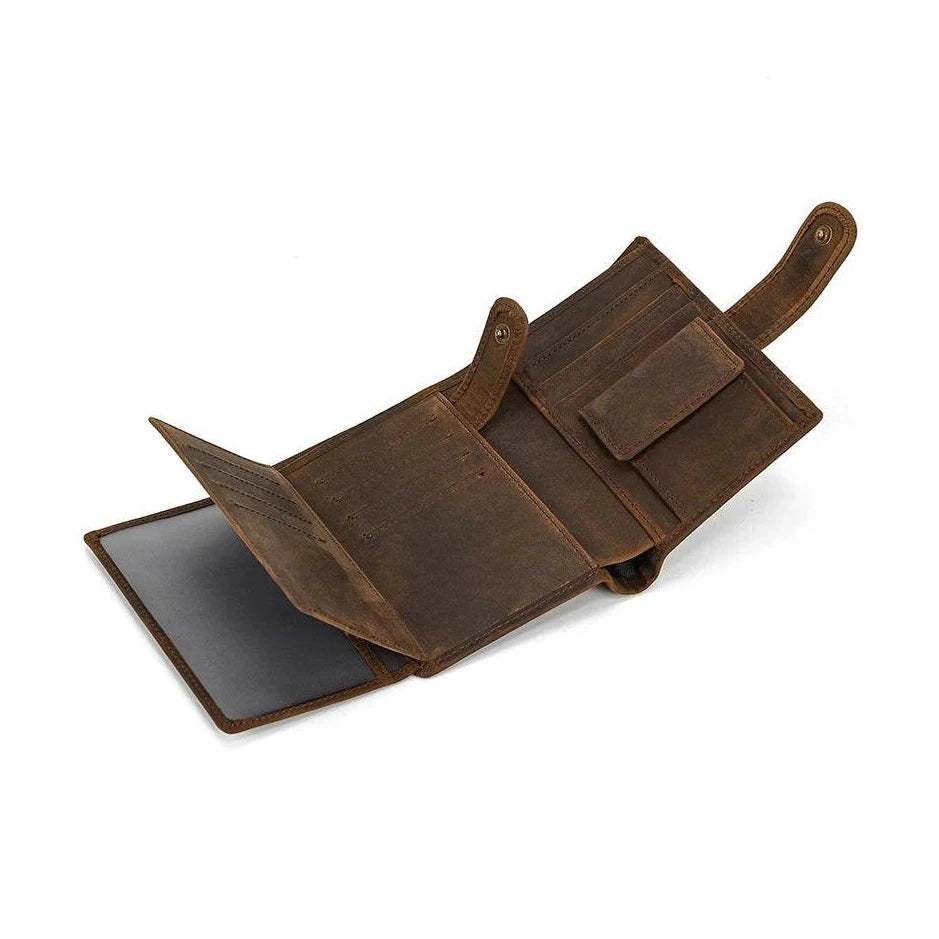 Vintage Leather Short Wallet for Men with Clip Bifold Coin Purse Pocket - VacationGrabs