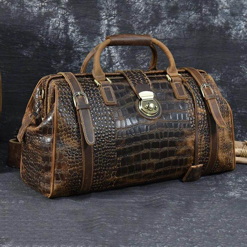Leather Weekender Bag For Men Vintage Leather - VacationGrabs