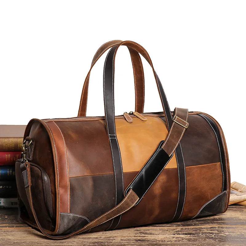 Soft Cowskin Leather Travel Duffle Bags Weekender for Men and Women - VacationGrabs