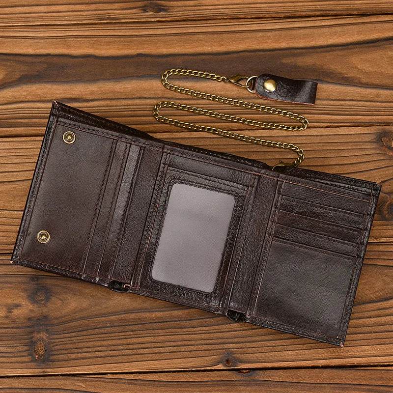 Trifold Leather Short Wallet for Men RFID Purse Multi-Function Wallet - VacationGrabs