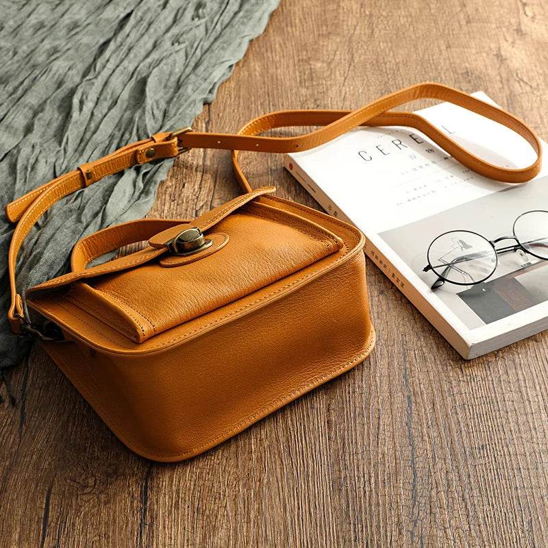 Luxury Full Grain Leather Messenger Bag for Women Anti-Theft - VacationGrabs