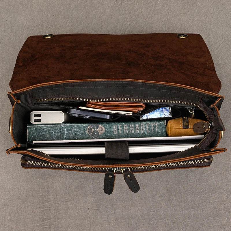 Retro Leather Shoulder Bag Men's Casual Vertical Sling - VacationGrabs