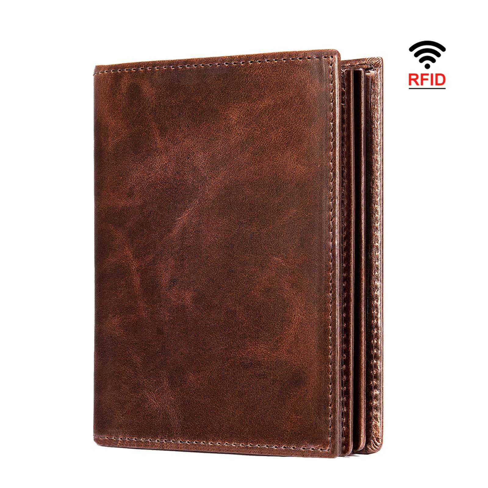 RFID Genuine Leather Travel Wallet Business Card Clip Short Purse Wallet - VacationGrabs