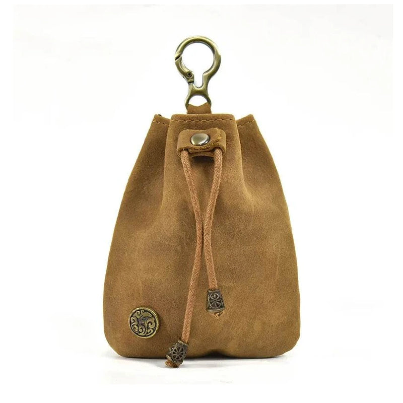 Creative Handmade Leather Coin Purse Retro Style with Silver Bag Design - VacationGrabs