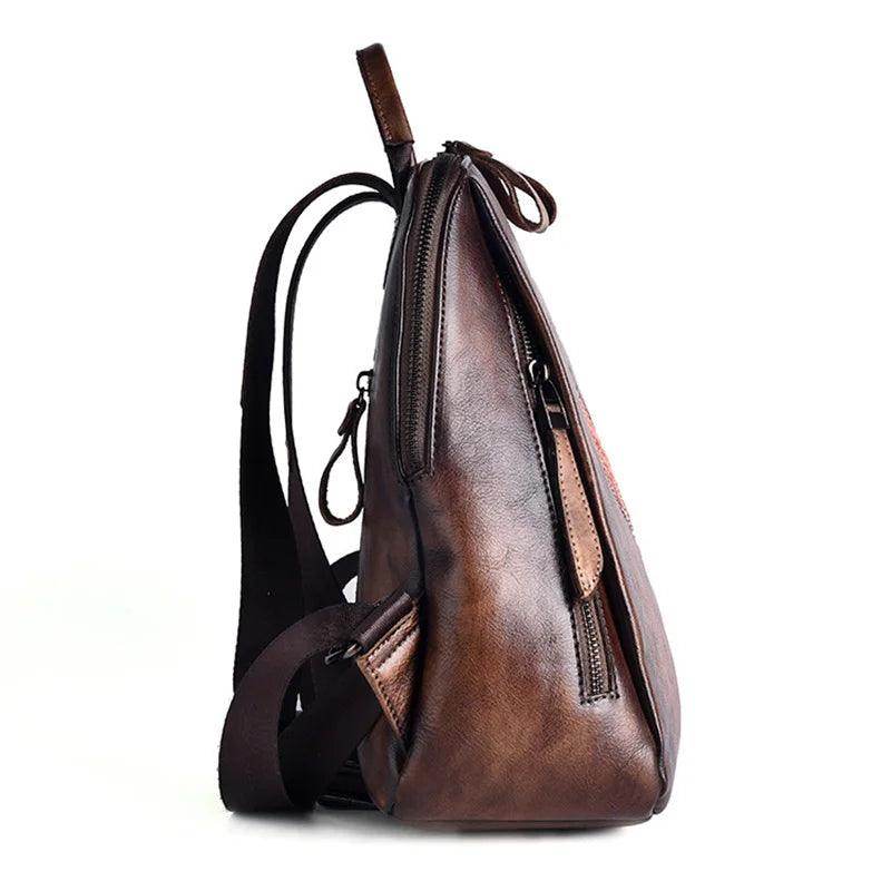 Womens Genuine Leather Day Travel Bag Vintage Rucksack - VacationGrabs