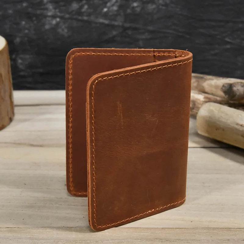 Simple Design Genuine Leather Card Holder Passport Wallet for Men - VacationGrabs