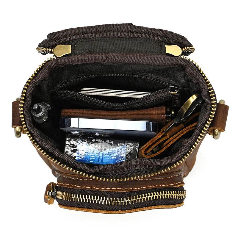Unique Style Leather Shoulder Crossbody Bag Men's Vintage Phone Pouch - VacationGrabs