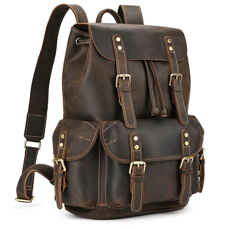Leather Backpack Luxury Male Real Leather Travel Day Bag - VacationGrabs