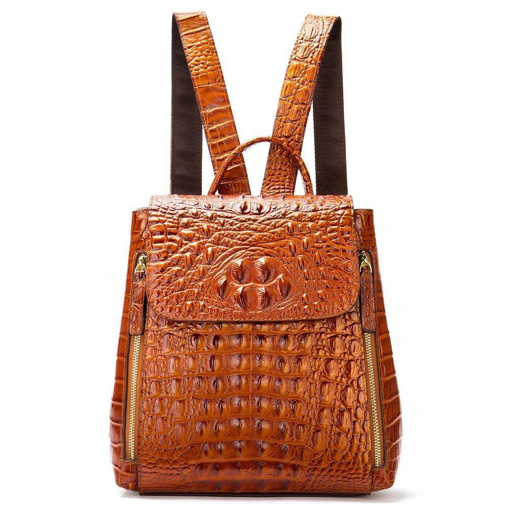 Textured Crocodile Pattern Leather Daypacks for Women 5 - VacationGrabs