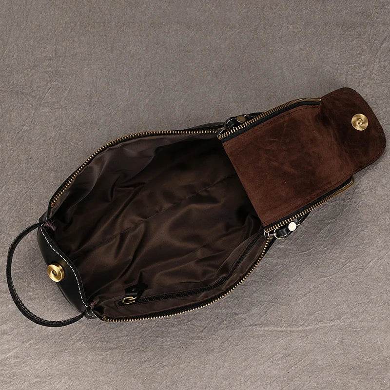 Black Genuine Leather Cosmetic & Storage Bag for Men & Women - VacationGrabs