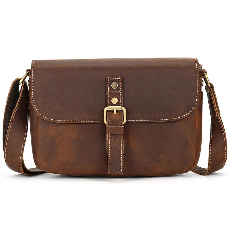 Cowhide Men’s Crossbody Bag Vintage Leather School Messenger Bag - VacationGrabs
