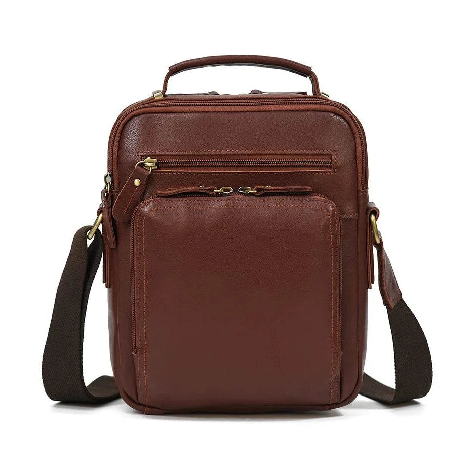Vintage Leather Shoulder Bag – Men's Crossbody Messenger Bag - VacationGrabs