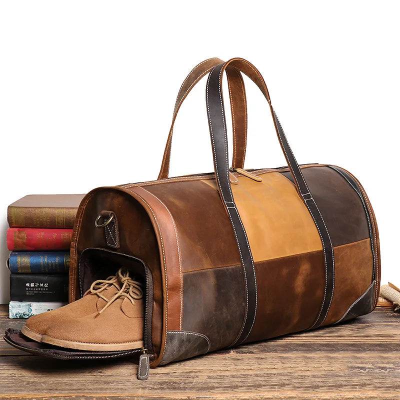 Soft Cowskin Leather Travel Duffle Bags Weekender for Men and Women - VacationGrabs