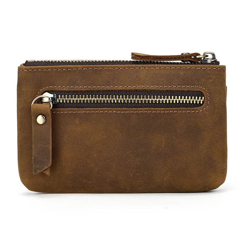 Mini Coin Purse Genuine Leather Real Cowhide Small Wallet with Key Ring - VacationGrabs
