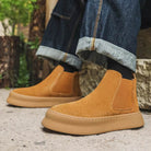 Men’s Genuine Leather Mid Top Boots British Style Chelsea - VacationGrabs