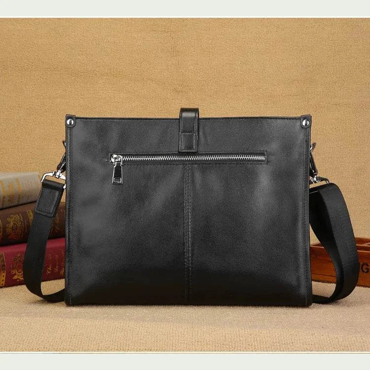 Men's Cow Leather Shoulder Bag A4 Briefcase Business Crossbody - VacationGrabs