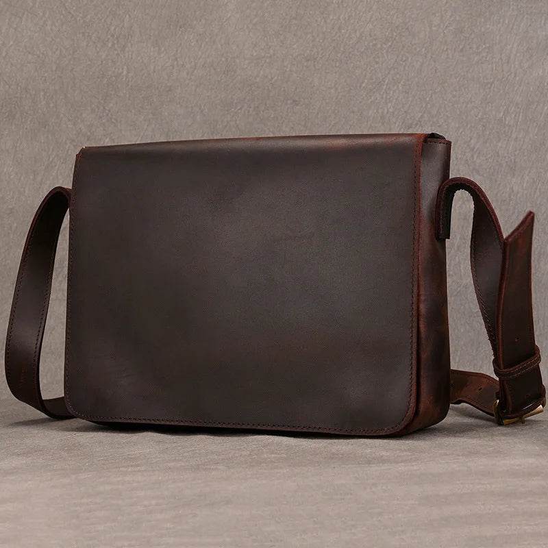Men's Leather Crossbody Bag – High Quality Crazy Horse School Bag - VacationGrabs
