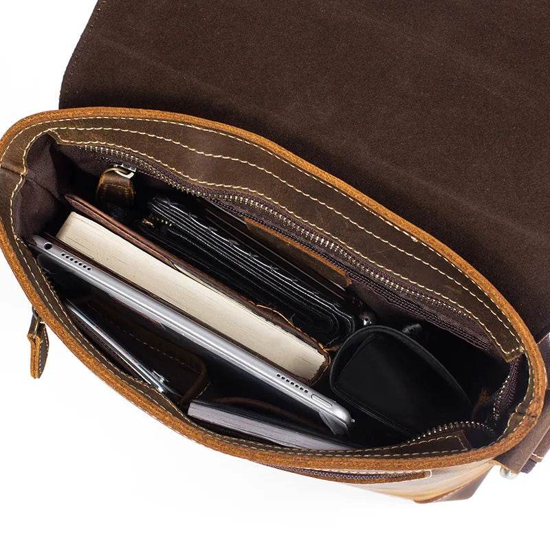 Fashion Leather Shoulder Bag Men’s Vintage Crossbody School Bag - VacationGrabs