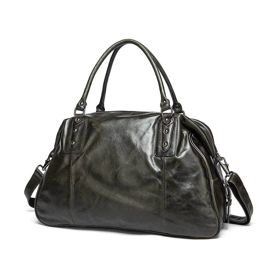 Soft Cowhide Leather Duffle Bag Large Capacity Men’s Weekend Bag - VacationGrabs