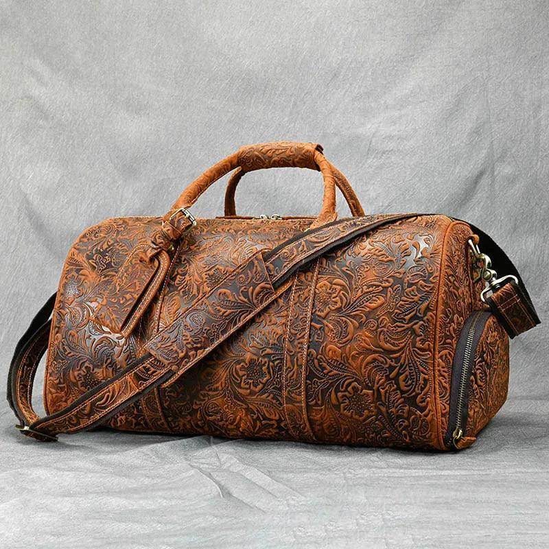 Duffel Bag for Men Crazy Horse Leather - VacationGrabs