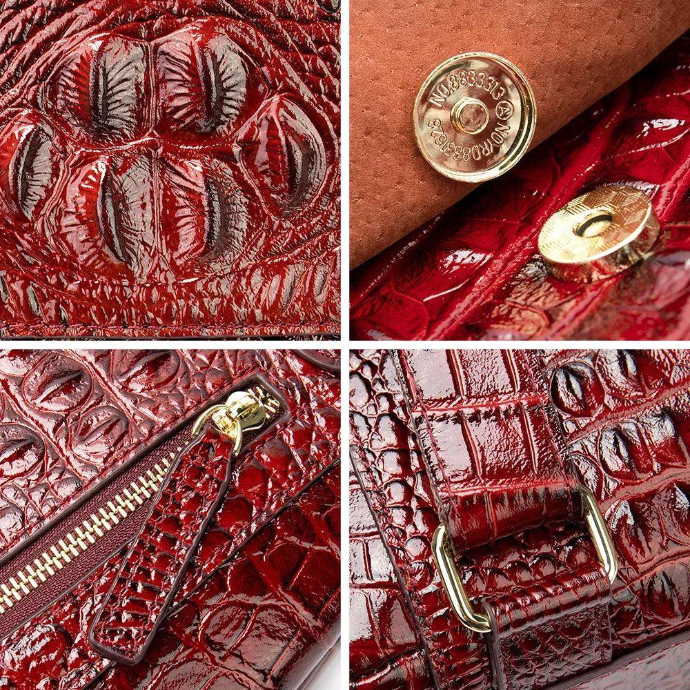 Textured Crocodile Pattern Leather Daypacks for Women 5 - VacationGrabs