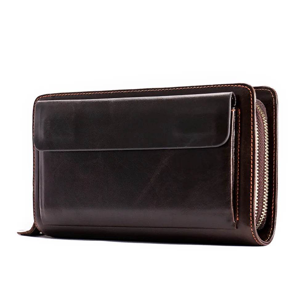 Soft Genuine Leather Clutch Wallet Men’s Long Wallet for Cash & Cards - VacationGrabs