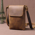 Men's Retro Leather Small Crossbody Phone Bag Cowhide Sling - VacationGrabs