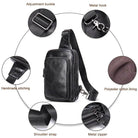 100% Genuine Leather Sling Bag Messenger Bag for Men Black - VacationGrabs