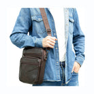 Men’s Small Crossbody Bag Genuine Leather Mobile Phone Shoulder Bag - VacationGrabs