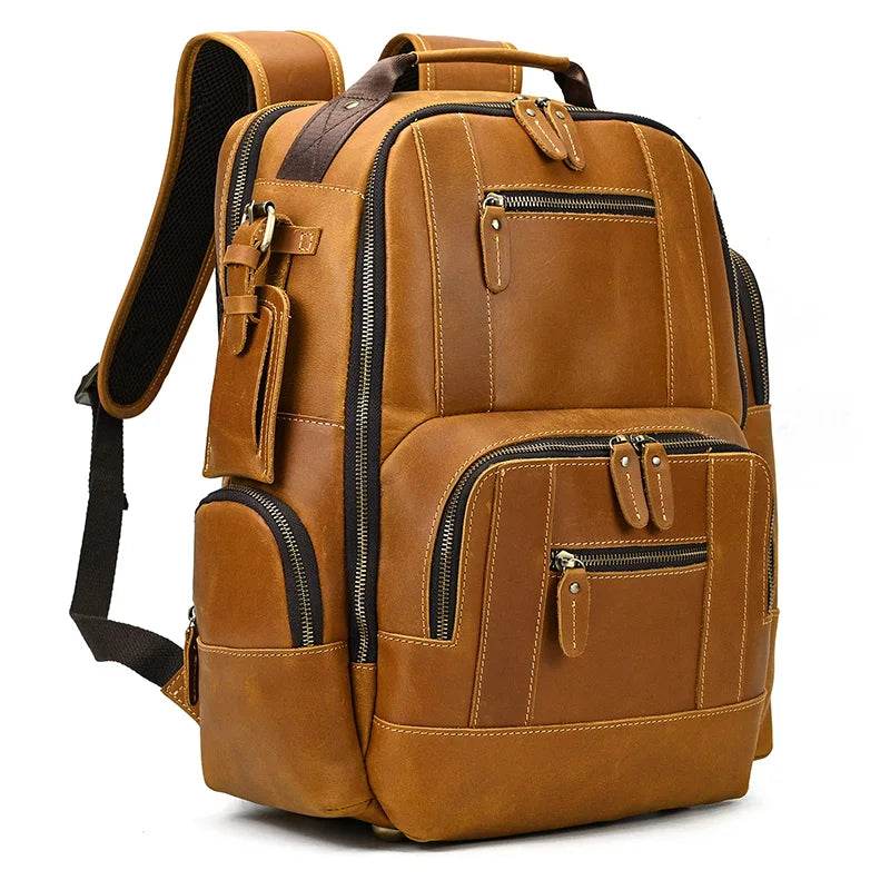 Vintage Fashion Leather Men’s Travel Backpack Luxury Daypack - VacationGrabs