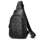 Summer Men Chest Bag Genuine Leather Crossbody Black Coffee Sling - VacationGrabs
