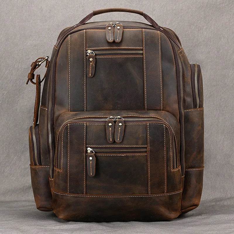 Vintage Fashion Leather Men’s Travel Backpack Luxury Daypack - VacationGrabs