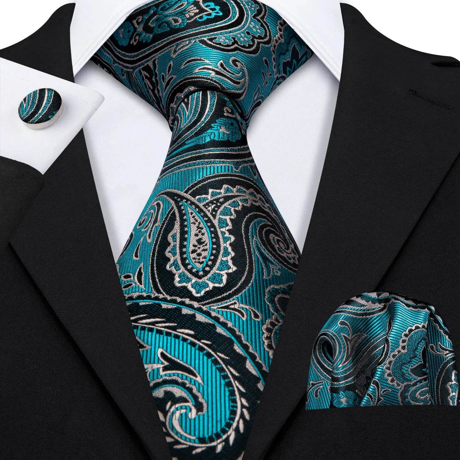 Green Silk Tie Set for Men: Multiple Shades Available - VacationGrabs