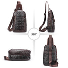 Leather Chest Bag Alligator Pattern Men's Crossbody Shoulder Bag - VacationGrabs