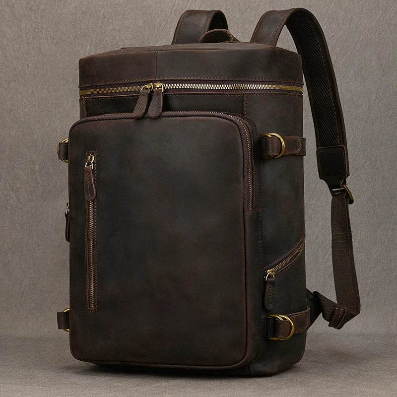 Casual Leather Backpack Crazy Horse Vintage Style for Men - VacationGrabs