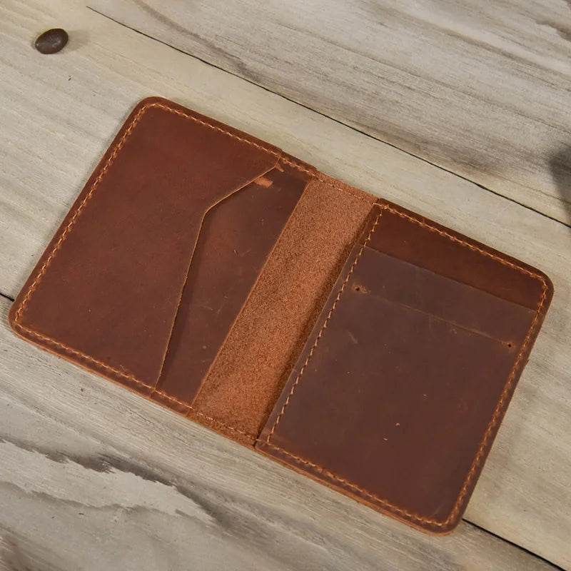 Simple Design Genuine Leather Card Holder Passport Wallet for Men - VacationGrabs