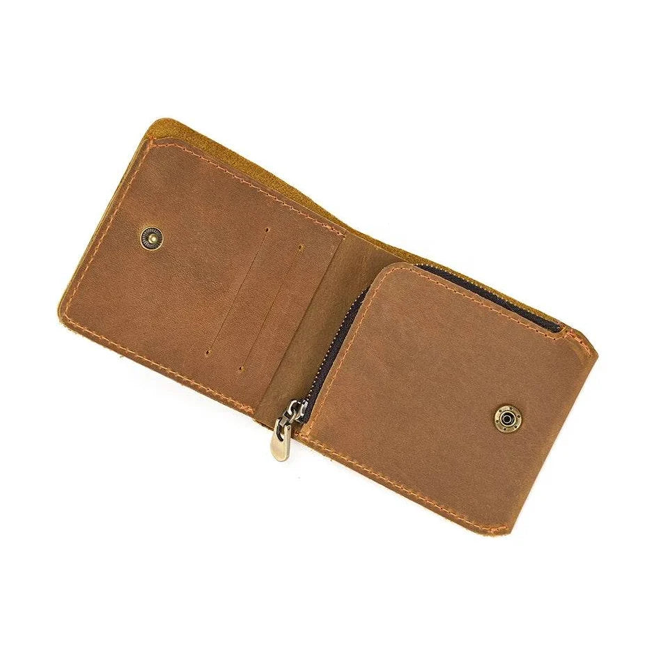 Leather Short Wallet Card Holder Bifold for Men, Women & Credit Cards - VacationGrabs