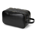 Black Genuine Leather Cosmetic & Storage Bag for Men & Women - VacationGrabs