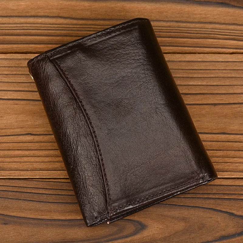 Trifold Leather Short Wallet for Men RFID Purse Multi-Function Wallet - VacationGrabs