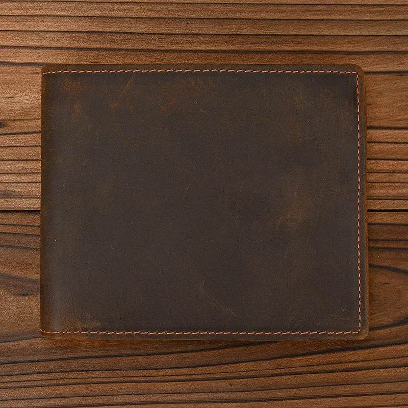 Luxury Bifold Leather Wallet for Men Slim Purse Cowhide with Coins Pocket - VacationGrabs