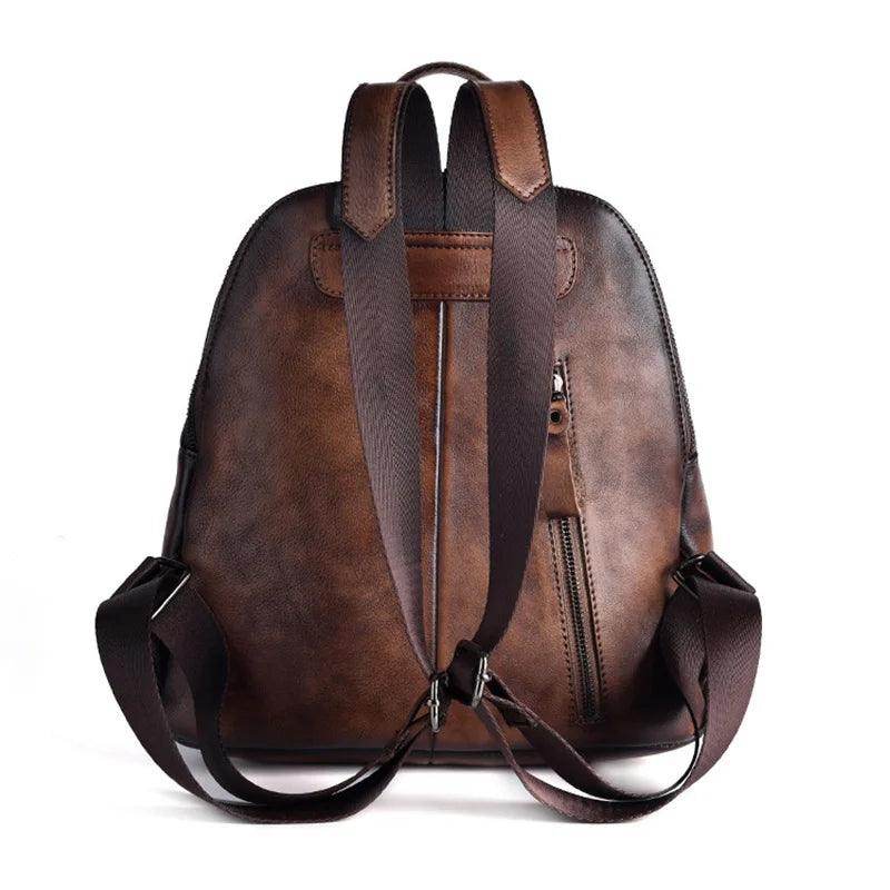 Womens Genuine Leather Day Travel Bag Vintage Rucksack - VacationGrabs