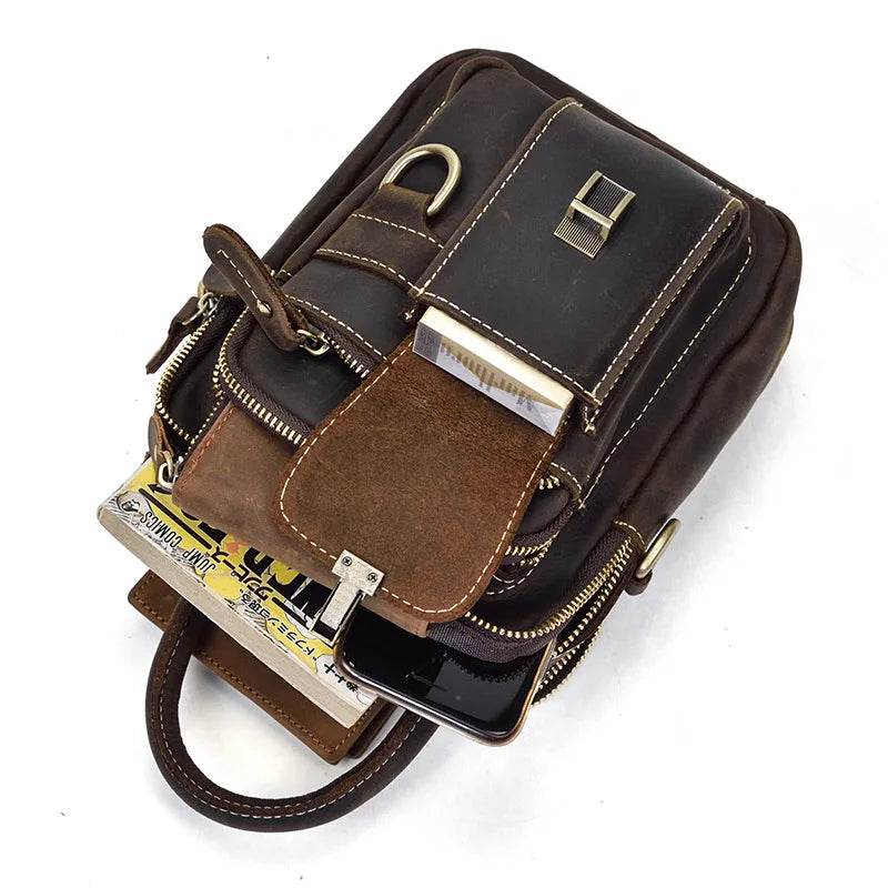 Genuine Leather Shoulder Waist Bag Men’s Small Crossbody Pouch - VacationGrabs