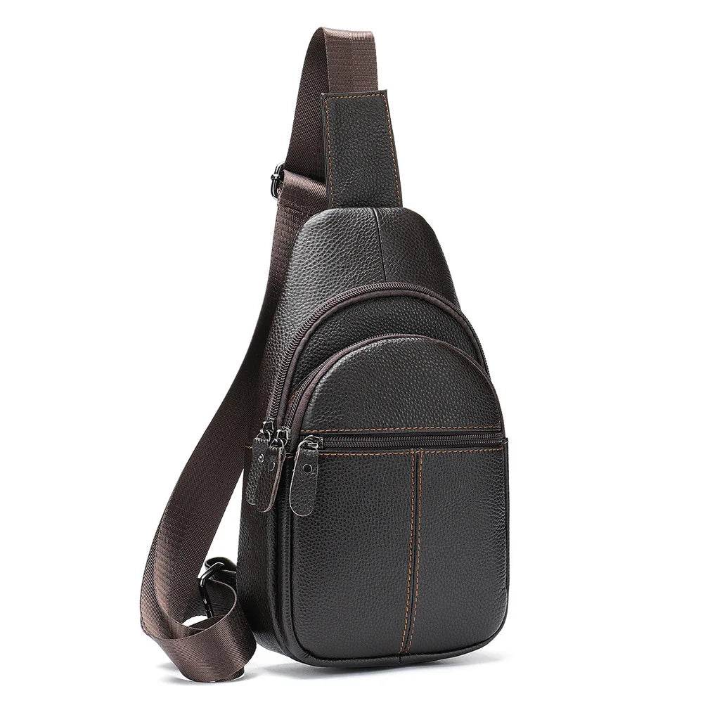 Men's Leather Chest Bag Crossbody Sling Travel Business Bag - VacationGrabs