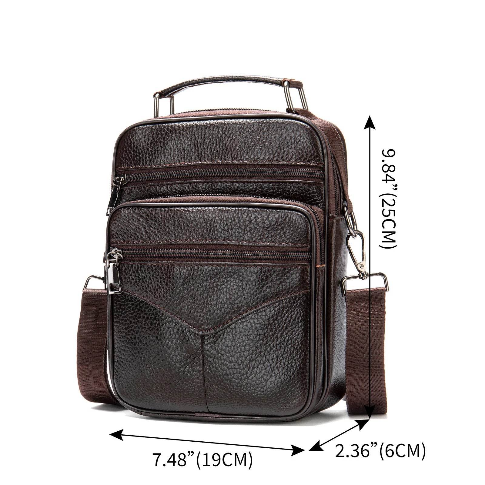 Men’s Small Crossbody Bag Genuine Leather Mobile Phone Shoulder Bag - VacationGrabs