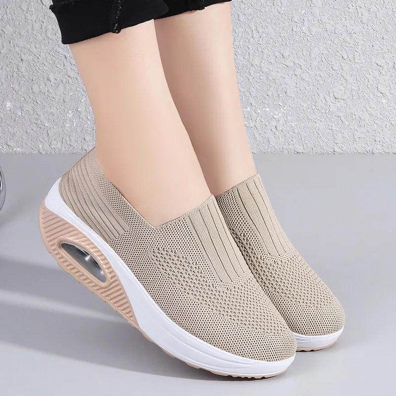 Women's Shoes - Sneakers Women's Breathable Vulcanized Sneakers Platform Flat Walking Sneakers