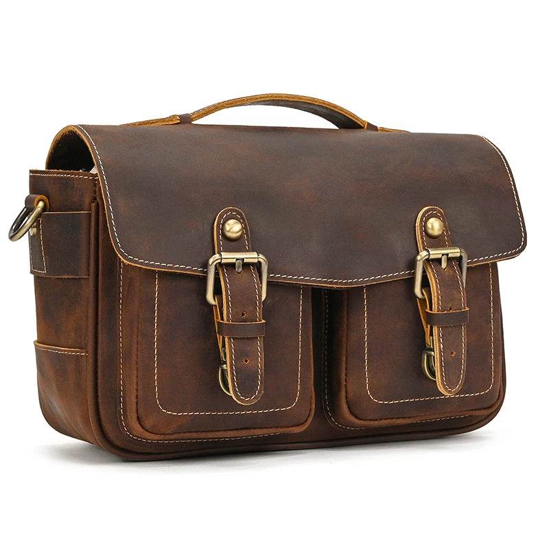Large Leather Messenger Bag for Men Cowskin Shoulder Bag - VacationGrabs